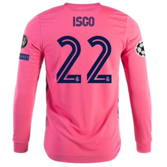 Real Madrid Long Sleeve Away Kit Soccer Jersey ISCO #22 2020/21